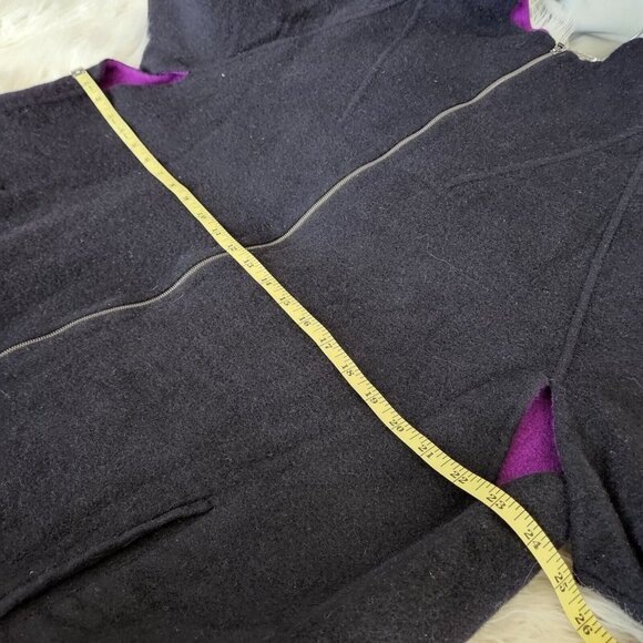 Calvin Klein Womens Black Angora Wool Blend Half Sleeve Overcoat Size XL Zipper - Picture 11 of 14